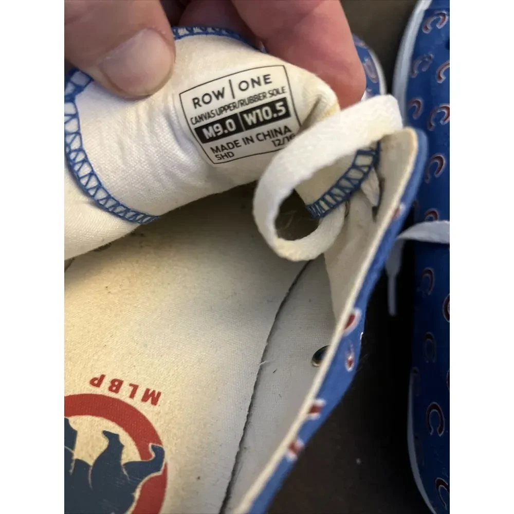 Chicago Cubs MLB Team Logo Canvas Sneakers Unisex Men SZ 9 Women SZ 10.5 Row One